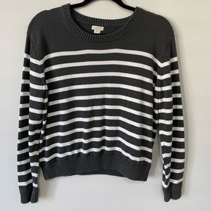grey and white striped sweater
